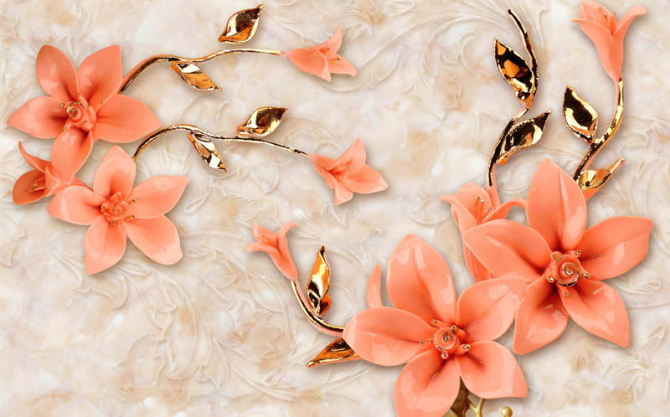 Фотошпалери сучасні 3D Стерео квіти