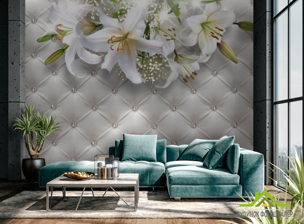 выбрать Фотообои Лилии под потолком Фотообои Цветы на стену