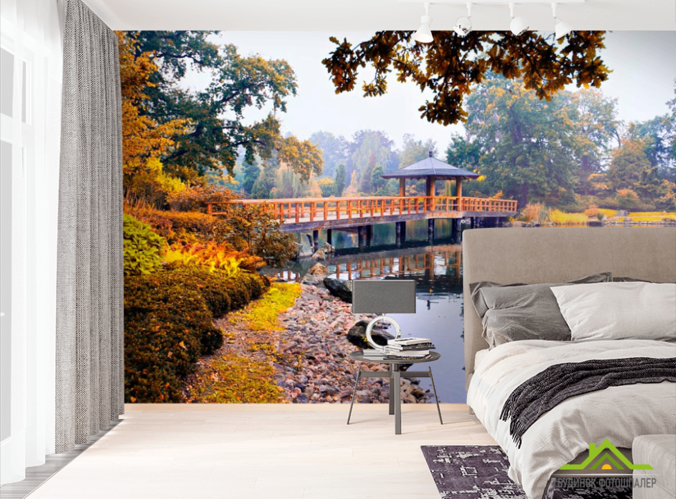выбрать Фотообои Мостик в японском саду Фотообои мостик на стену