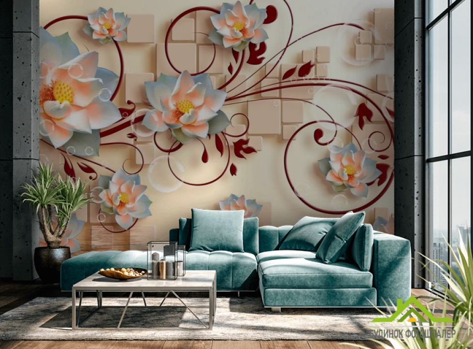 выбрать Фотошпалери 3д квіти і фігури Фотошпалери стереоскопічні на стіну