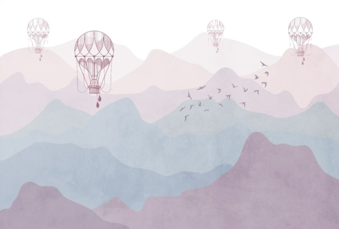 Фотошпалери гори рожеві в скандинавському стилі