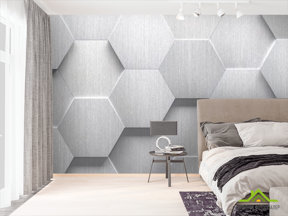 Фотообои серые выпуклые шестиугольники
