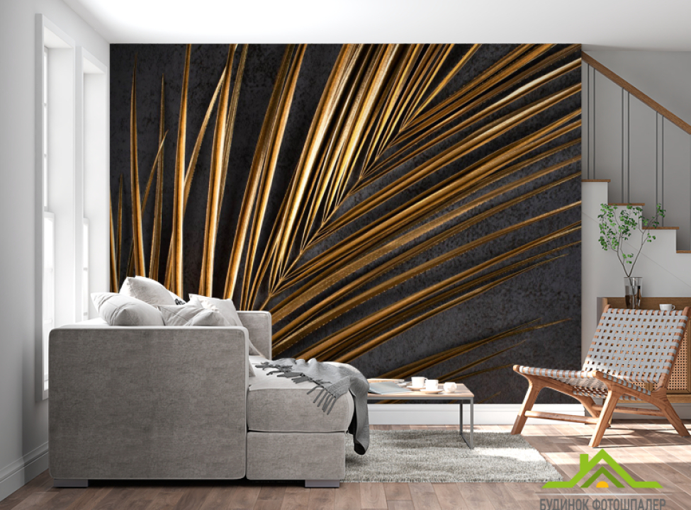 выбрать Фотошпалери гілка Пальми золота Фотошпалери тропічні листя на стіну