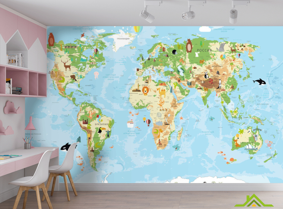 выбрать Фотообои Карта в детскую Фотообои в детскую на стену