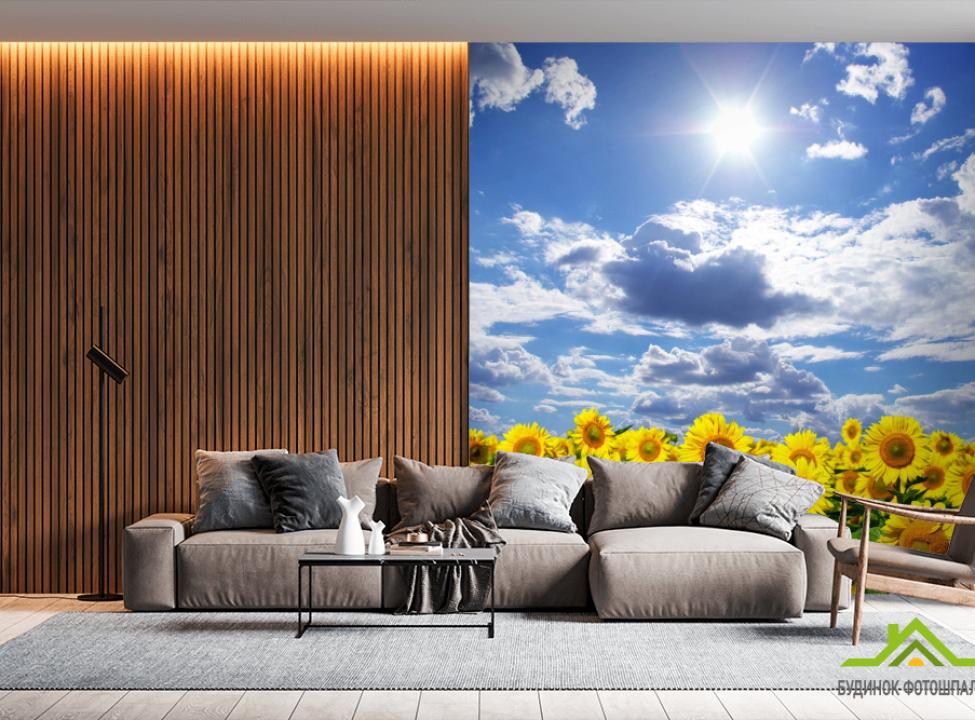 выбрать Фотообои подсолнухи, небо и солнце Фотообои подсолнухи на стену