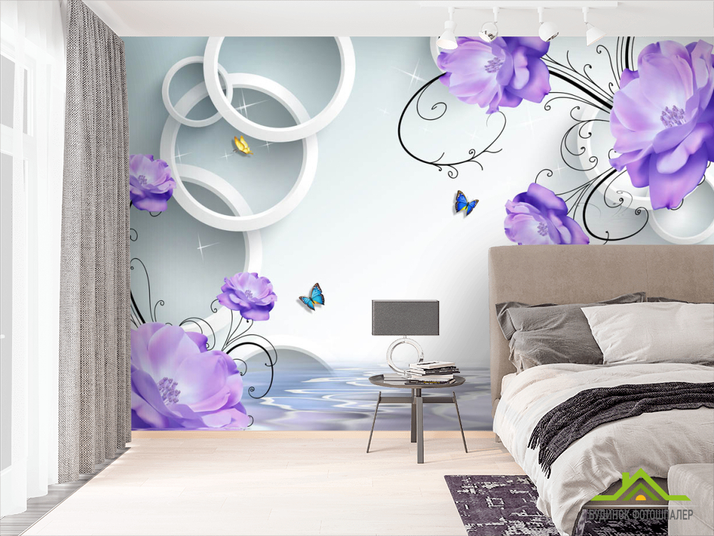 Фотошпалери Фіолетові квіти з колами