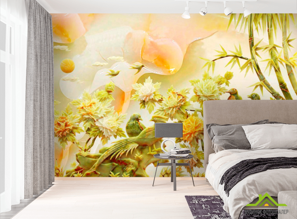 выбрать Фотошпалери Барельєфні птиці Фотошпалери Східний стиль на стіну