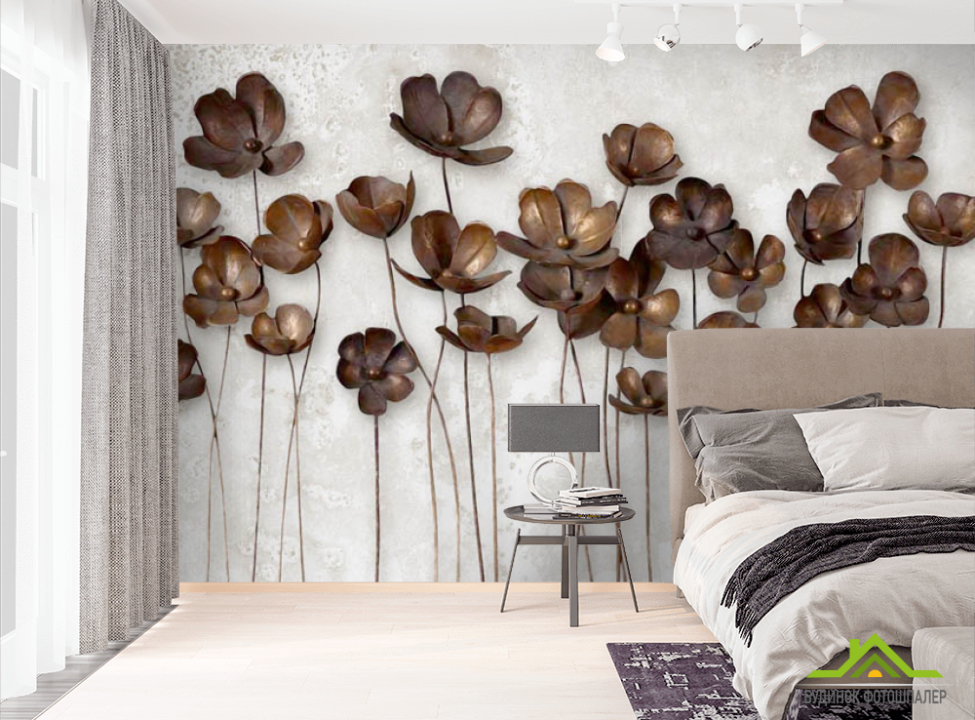 выбрать Фотошпалери коричневі квіти 3d Фотошпалери 3Д на стіну