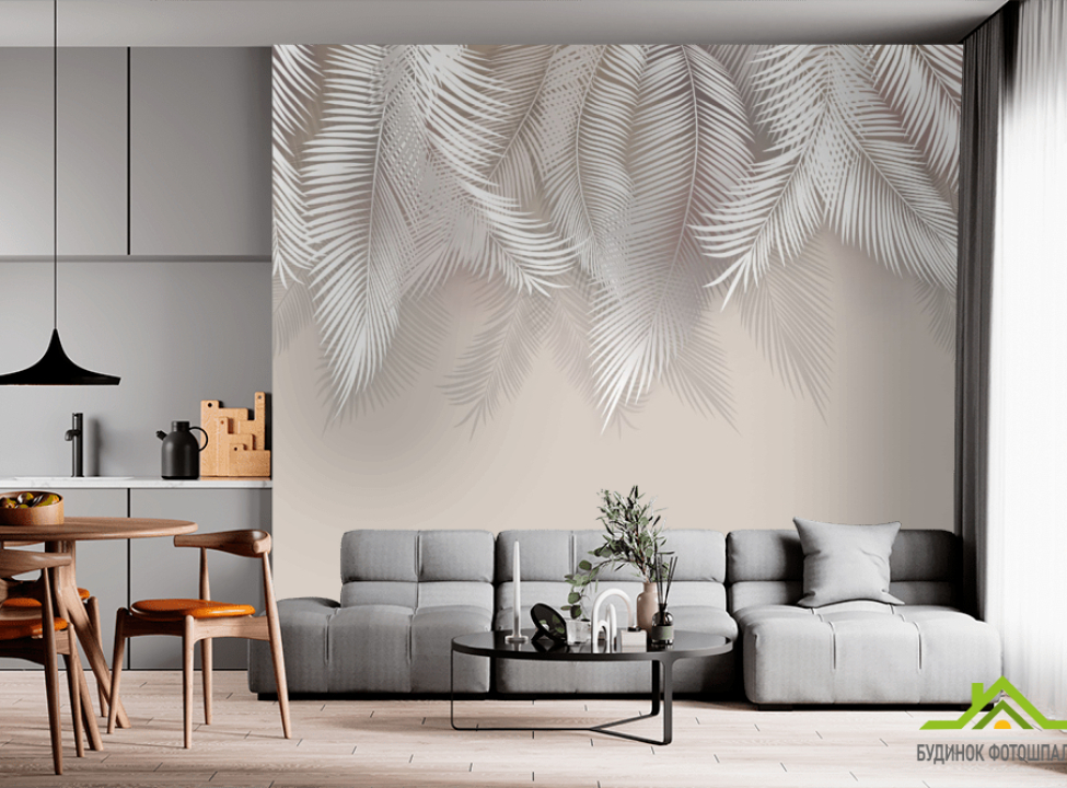 выбрать Фотообои Пушистые пальмовые листья на стену Фотообои Дизайнерские листья на стену
