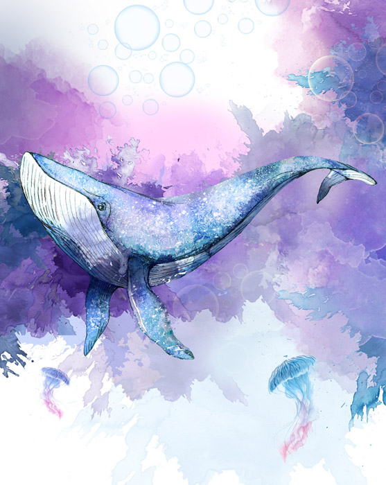 Фотообои Акварельный кит