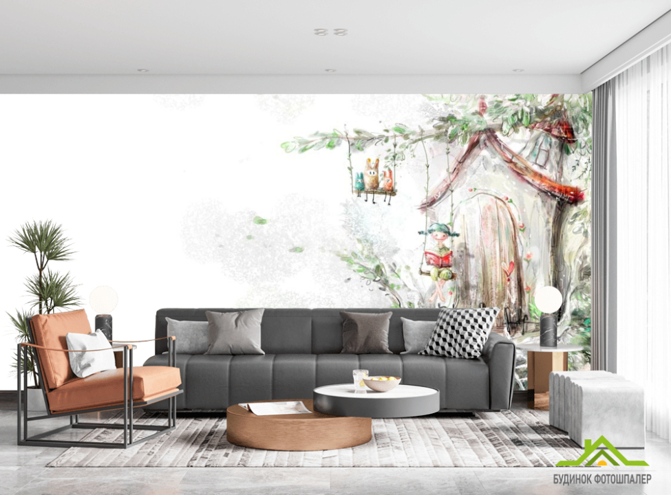 выбрать Фотообои Сказочные жители на дереве Фотообои Иллюстрации на стену