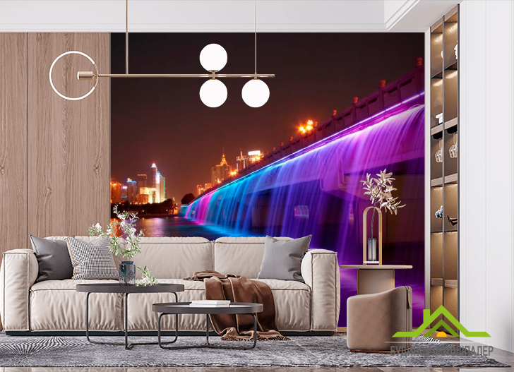 Фотообои Ночь мост цветомузыка