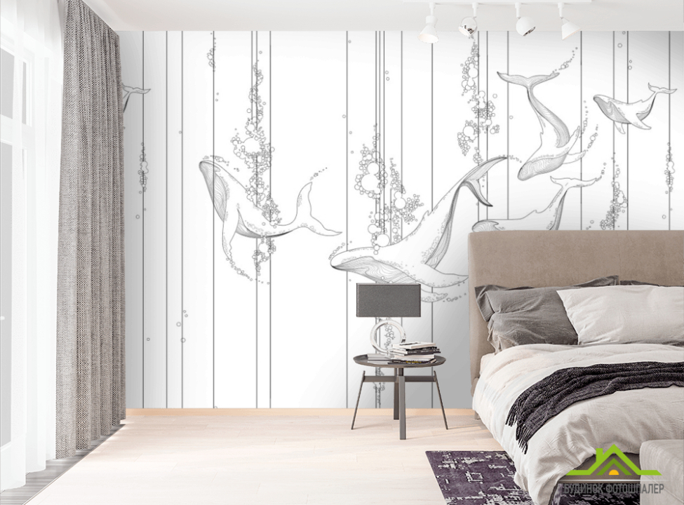 выбрать Фотообои Линейные киты Эксклюзивные фотообои на стену
