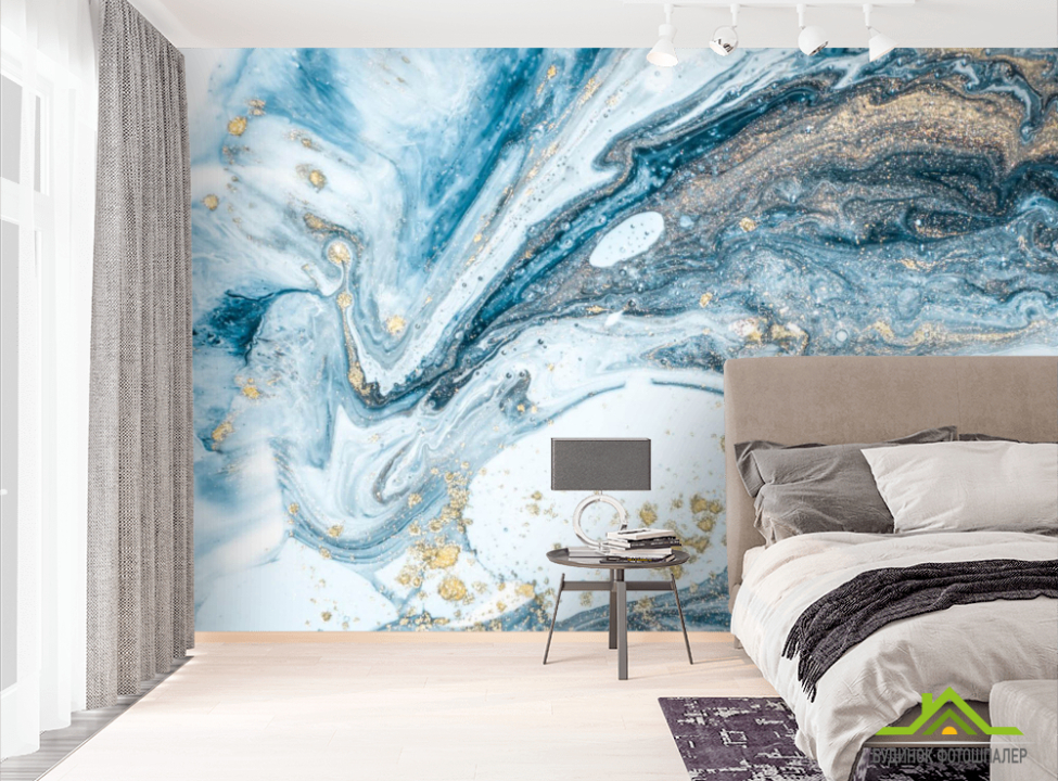 выбрать Фотошпалери Синій флюїд з перламутром Фотошпалери Fluid art на стіну