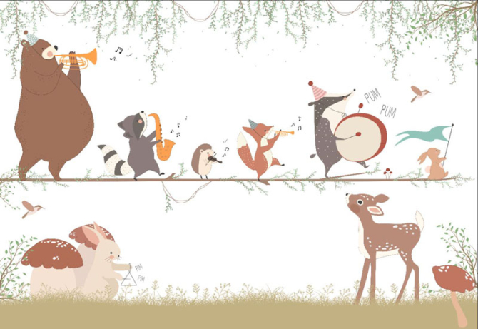 Фотообои Музыкальный ансамбль из животных