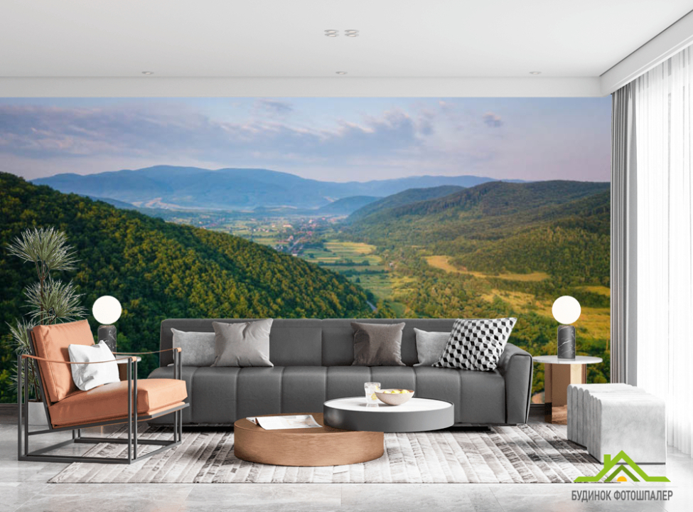 выбрать Фотошпалери вид на гори, ліс Фотошпалери різні на стіну