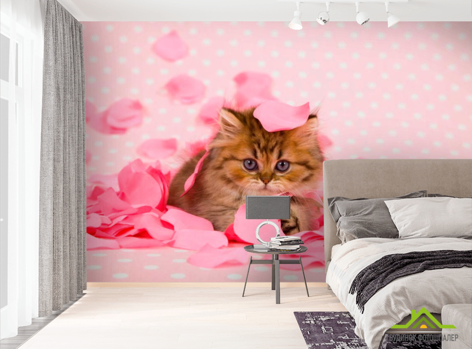 выбрать Фотообои Котенок в лепестках Фотообои Коты на стену