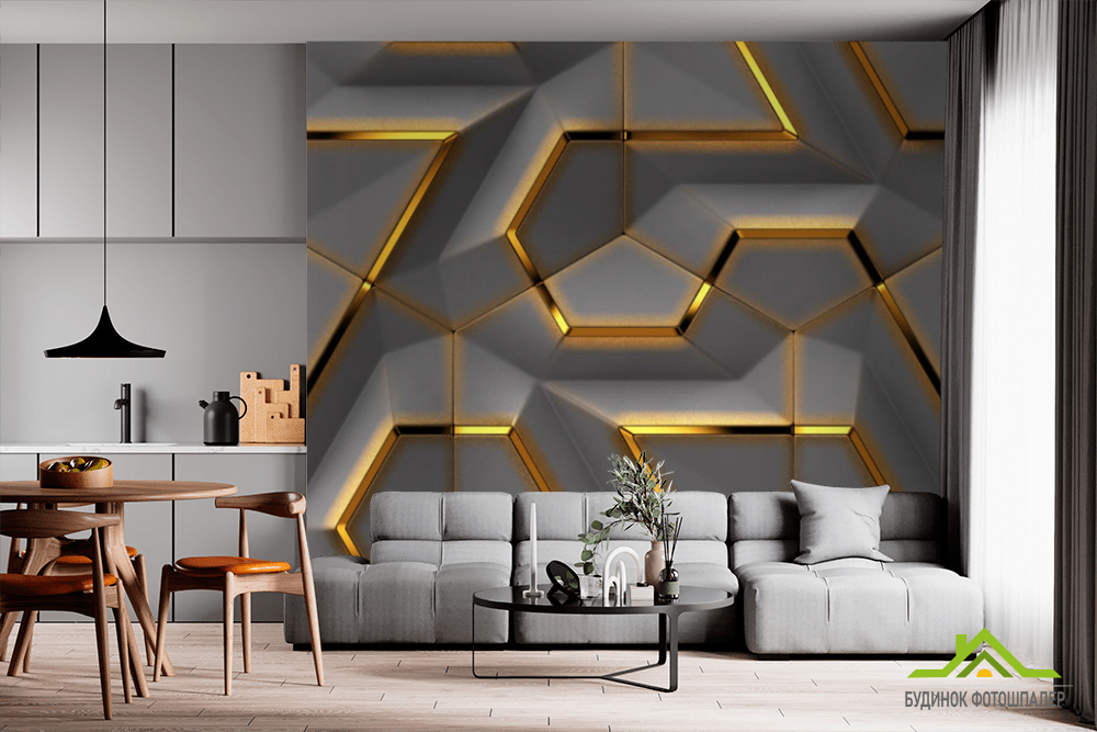 Фотошпалери геометрія сіра золото