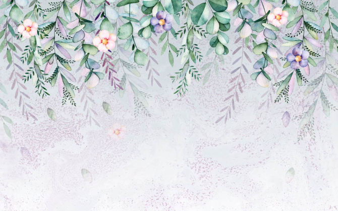 Фотошпалери Тропічні листя з квітами