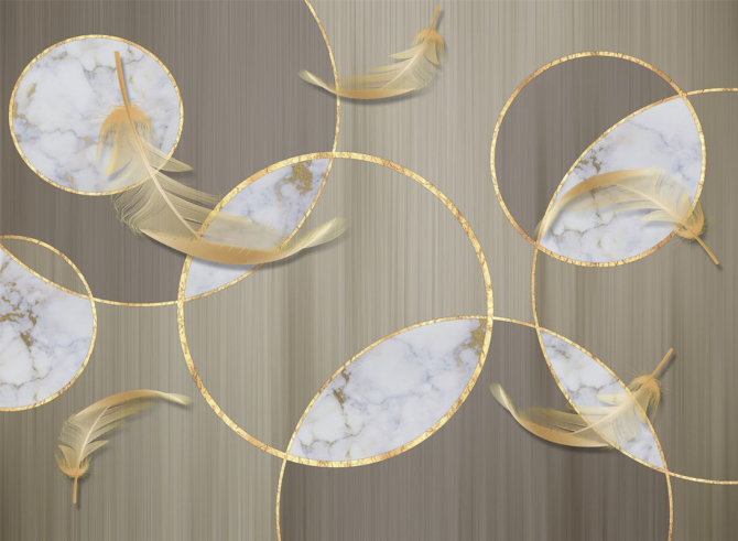 Фотообои перья золотые