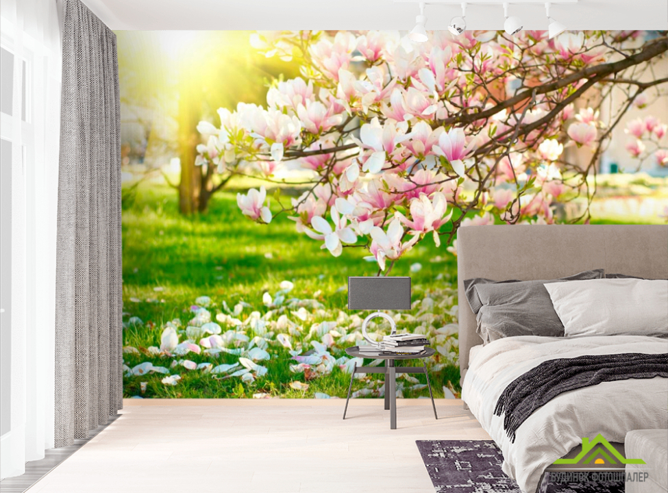 выбрать Фотошпалери Відцвіли вишневі квіти Фотошпалери Рожеві дерева на стіну