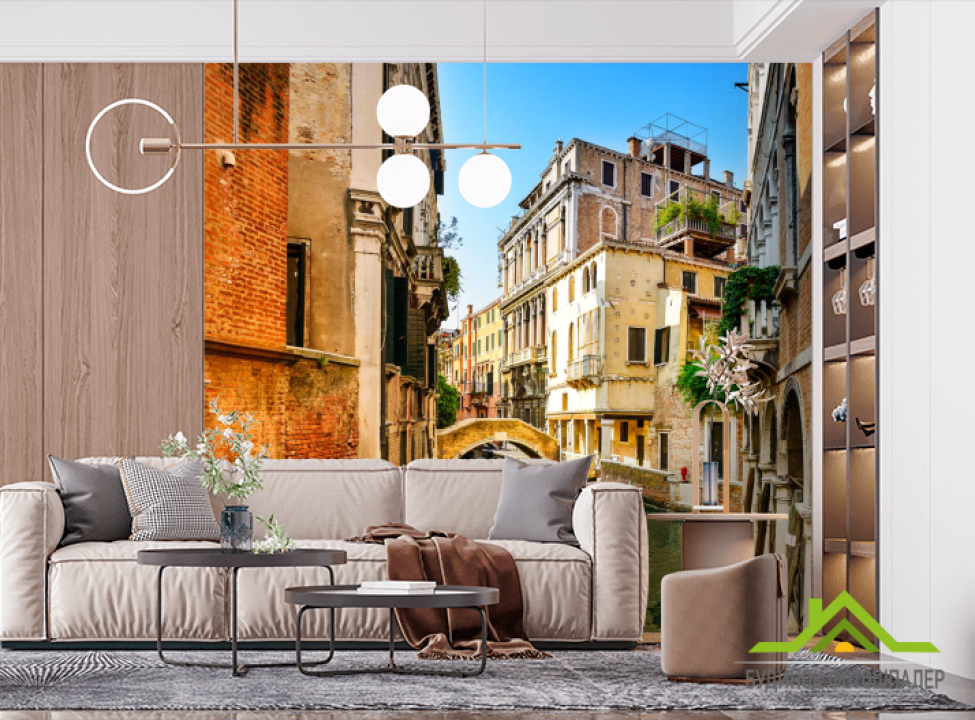 выбрать Фотошпалери будинки на воді і місток Фотошпалери Місто на стіну