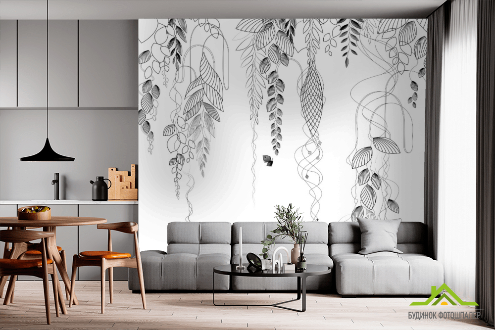 Фотообои листья с потолка
