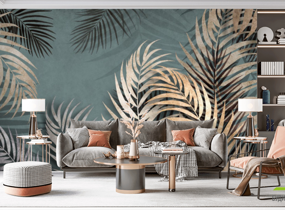 выбрать Фотообои золотые листья Фотообои с золочением на стену