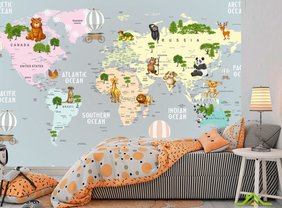 выбрать Фотообои Карта детская для мальчика Фотообои Развивающие карты на стену