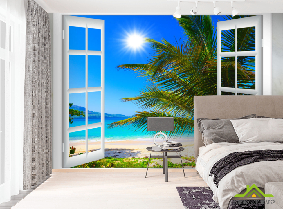 выбрать Фотошпалери Вид з вікна на море Фотошпалери Вид з вікна на стіну