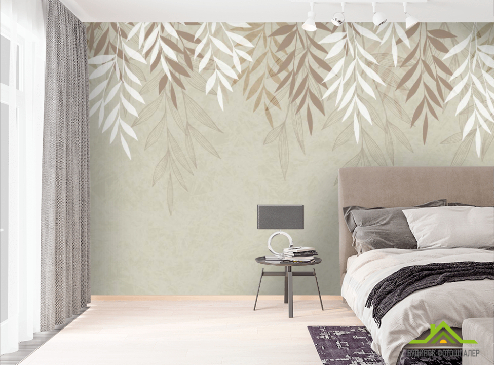 выбрать Фотообои Векторные свисающие листья Фотообои тропические листья на стену