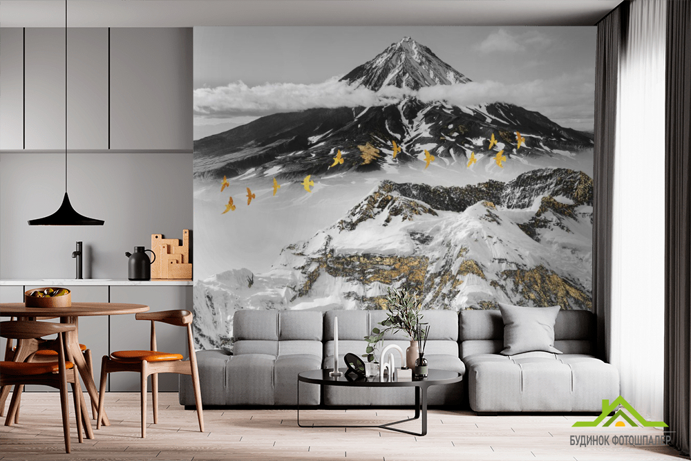 Фотошпалери гори з золотом