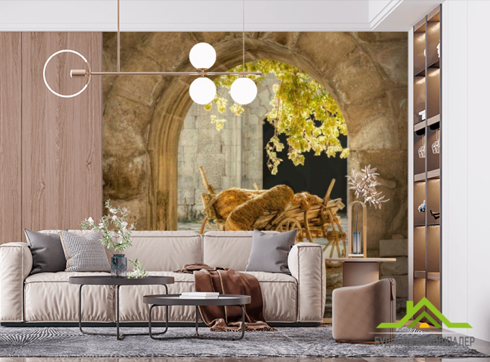 выбрать Фотошпалери Візок з сіном Фотошпалери Фрески на стіну