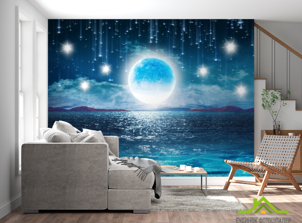 выбрать Фотошпалери 3д космос над морем Фотошпалери Космос на стіну