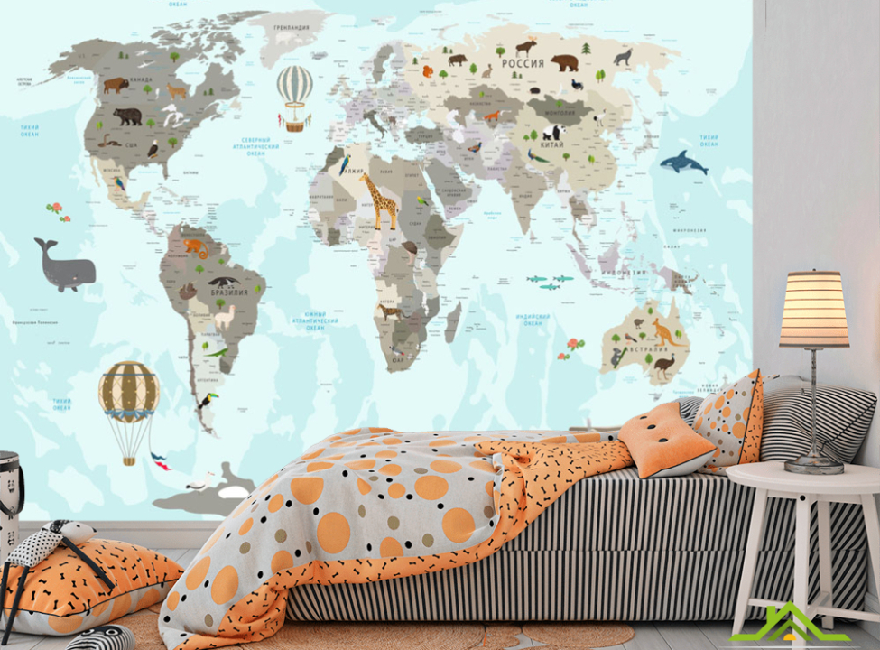 выбрать Фотообои Карта в детскую Фотообои Развивающие карты на стену
