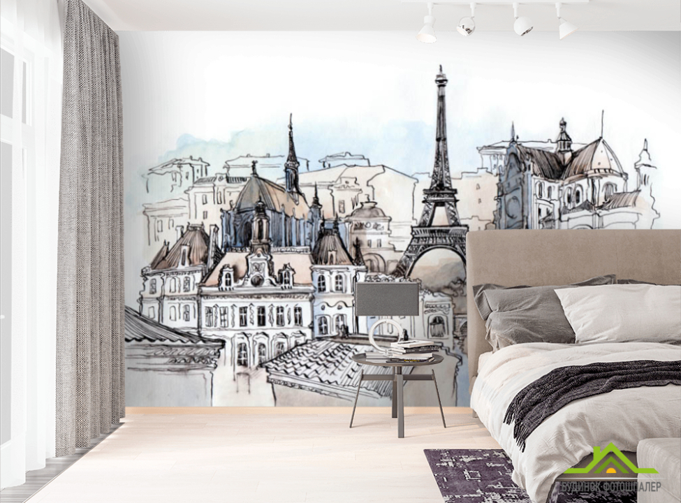 выбрать Фотообои Париж иллюстрации Фотообои на шкаф купе на стену