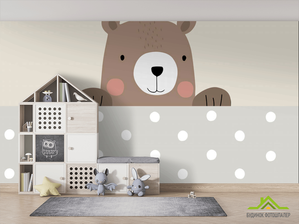 Фотошпалери Ведмедик на бежевому фоні