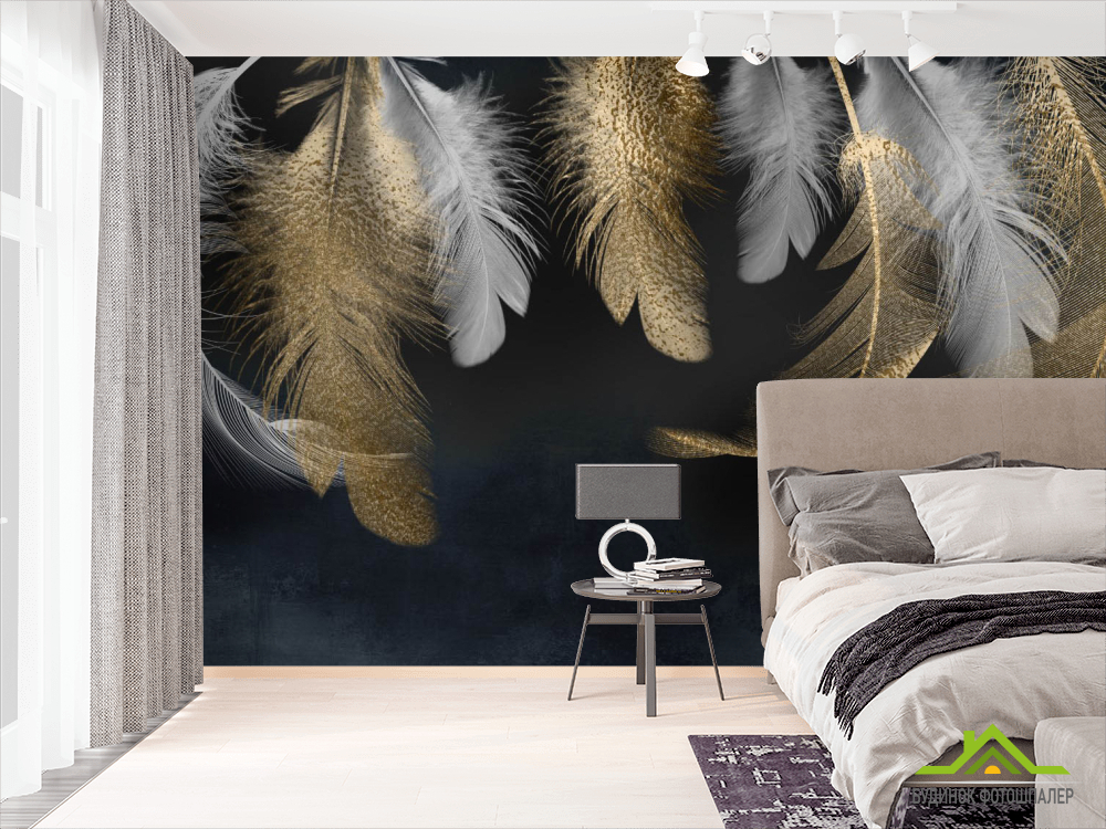 Фотообои Золотые перья 3д