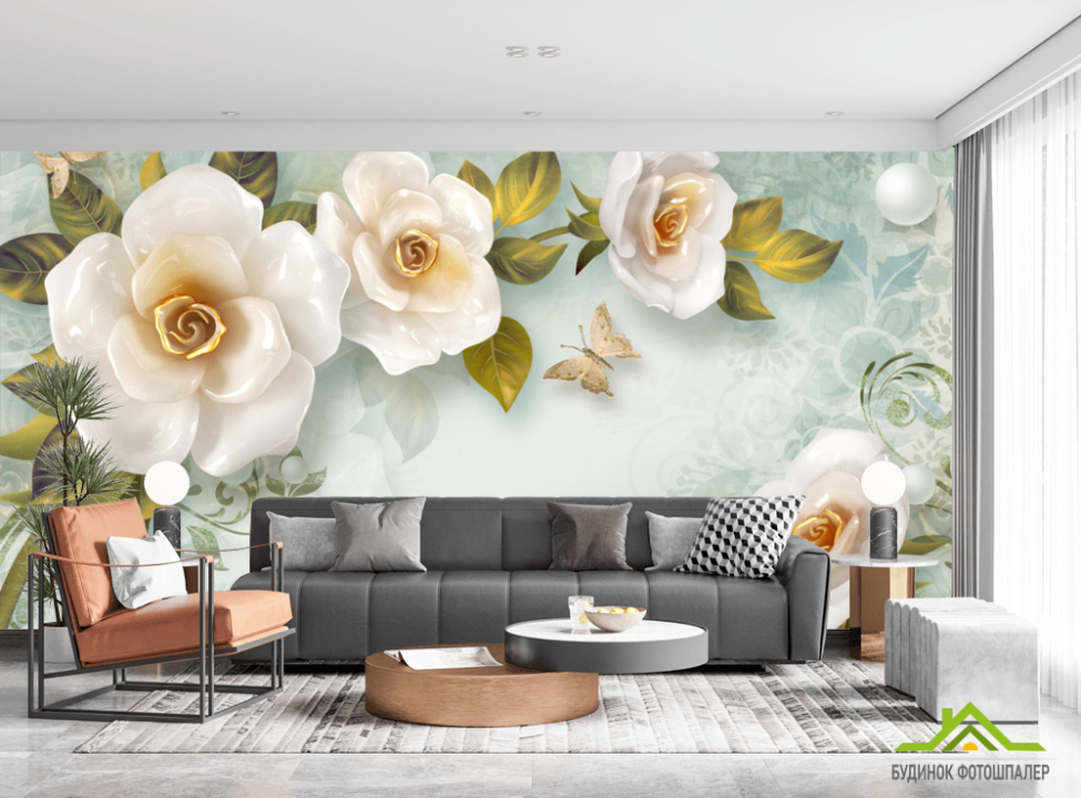 выбрать Фотообои Керамические цветы Фотообои 3Д барельеф на стену