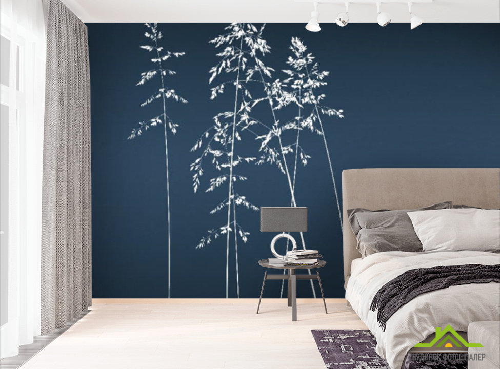 выбрать Фотообои Сушеные цветы на синем фоне Эксклюзивные фотообои на стену