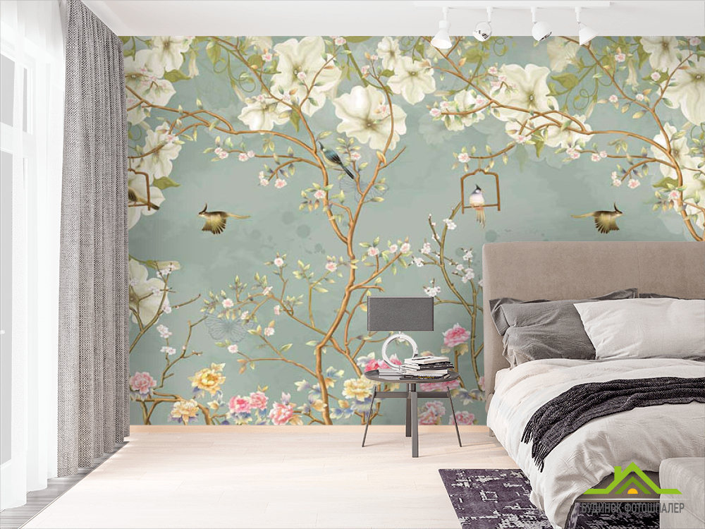 Фотошпалери птиці і гілки в японському стилі