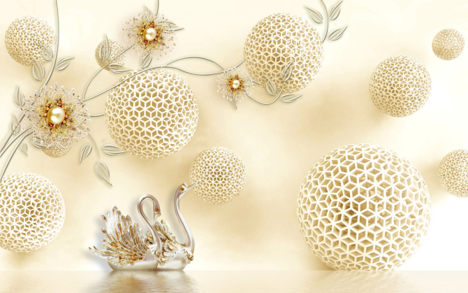 Фотошпалери Лебеді зі сферами