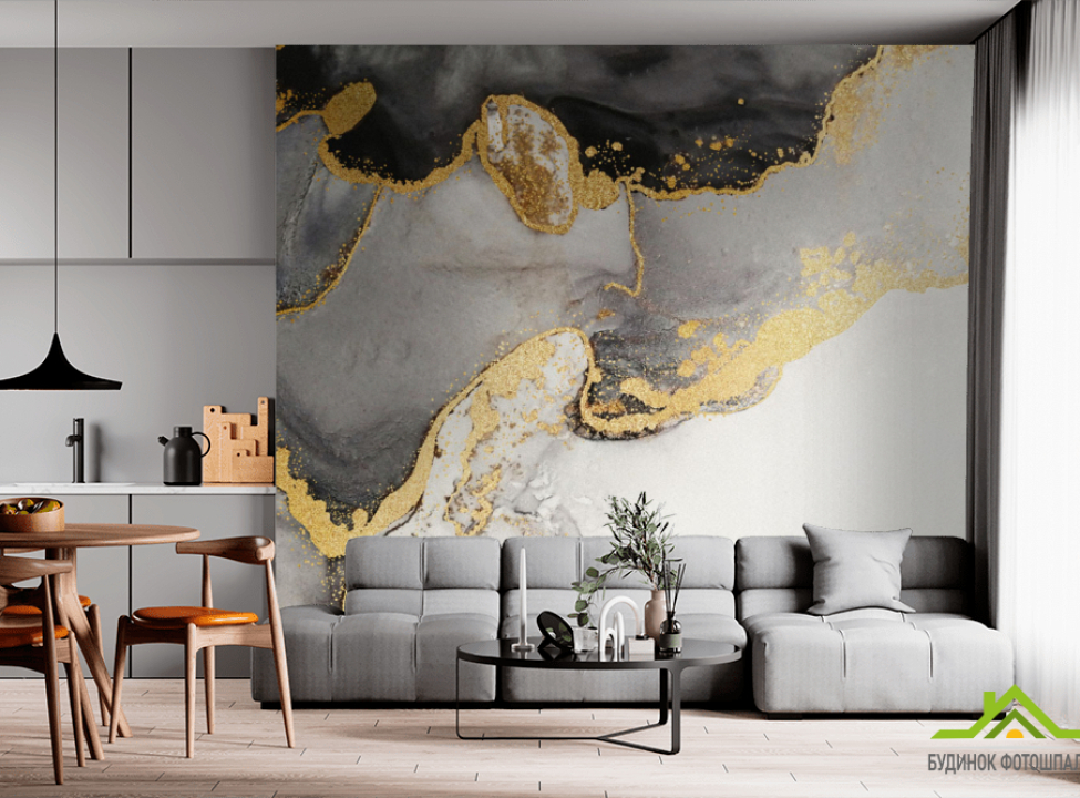 выбрать Фотообои чб флюид с золотом Фотообои с золочением на стену