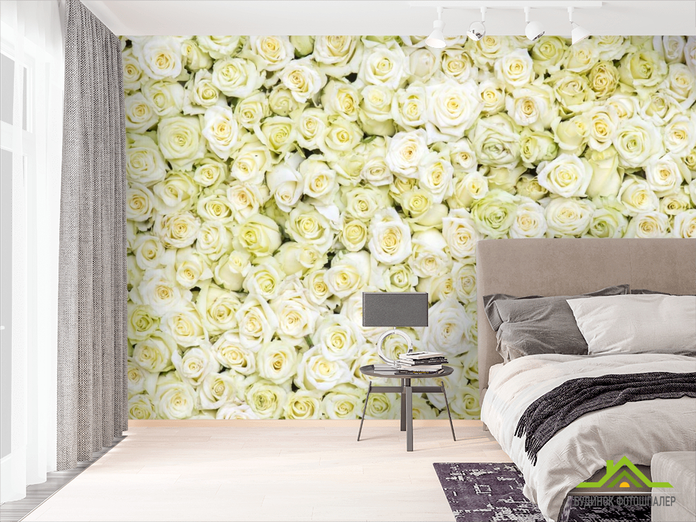 Фотошпалери море білих троянд