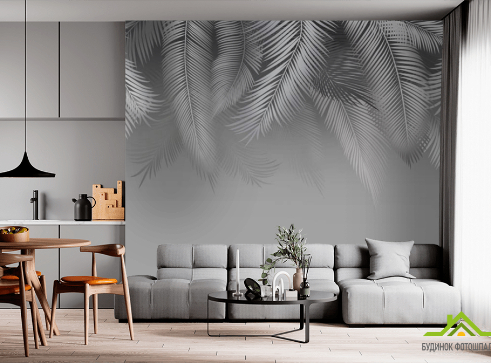 выбрать Фотообои Серые листья дизайнерские Фотообои Дизайнерские листья на стену
