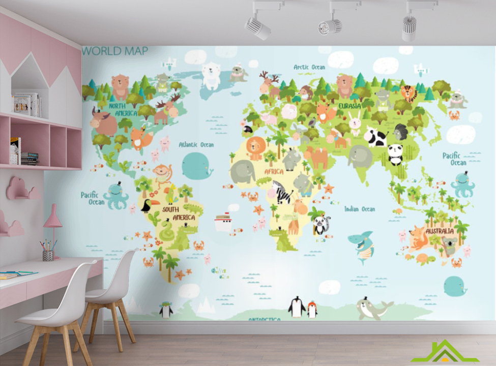 выбрать Фотообои Карта детская с животными Фотообои в детскую на стену
