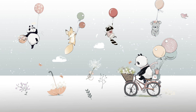 Фотошпалери Тварини на кульках і панда