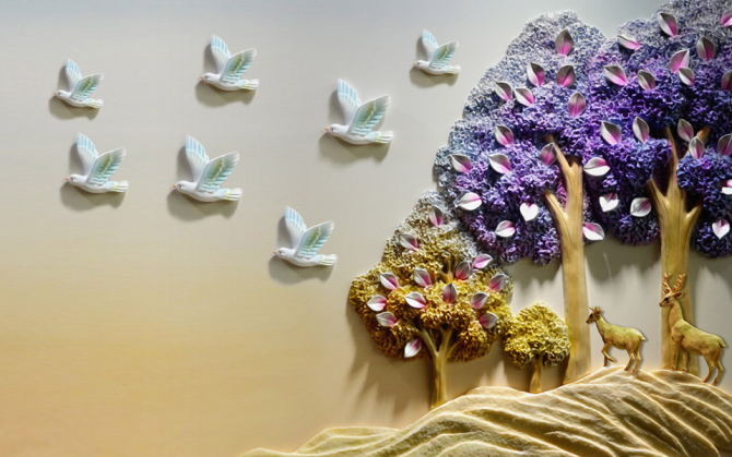 Фотошпалери Дерева з птахами