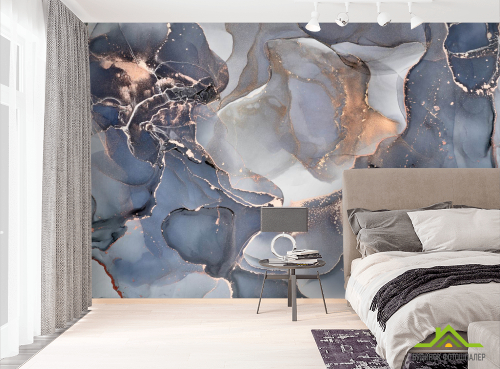 выбрать Фотошпалери Сірий флюїд з золотом Фотошпалери Fluid art на стіну