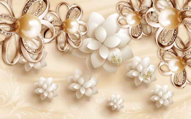 Фотообои Золотые брошки 3д